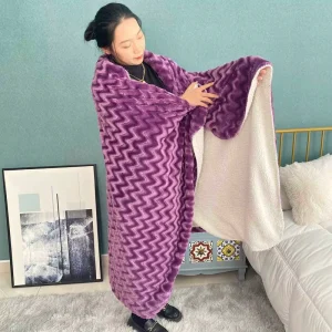 Custom Design Two Sides Soft Cozy Fuzzy Minky Plush Couch Outdoor Pv Fur Fleece Sherpa Throw Blanket