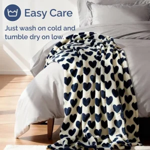 Custom Design Ultra Soft Fleece Blanket Throw Size Flannel Fleece Throw Blue Hearts Blanket for Couch Bed Chair