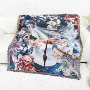 Custom Design Vintage Portrait Anime Tapestries Cotton Jacquard Throw Blanket Four Seasons Machine Washable