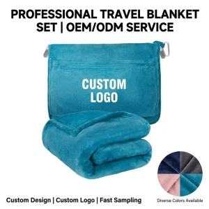 Custom Design and Logo Airplane Pillow Blanket Set Flannel Fleece Travel Blanket