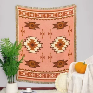 Custom Design and Logo Polyester Cotton All Season Outdoor Picnic Throw Jacquard Tapestry Woven Decorative Bedding Blanket