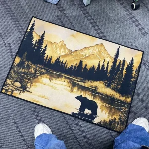 Custom Designed Entry Bear Design Brown Doorways Non slip Mat Silicone Bottom Home Decoration Door Mats Door Mat Rugs