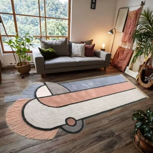 Custom Designed Hand Tufted Decorative Rug Carpet Novel Abstract Pattern Runner for Living Room Home Bedroom Kid’s Room