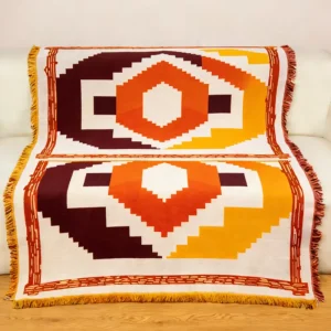 Custom Designed Organic Cotton Woven Blanket Breathable Soft Square Modern Woven Techniques Throws and Blankets