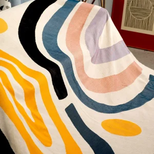 Custom Designer Jacquard Cotton Tapestry Throw Blanket Floral Dot Patterns Four Seasons Airplane Travel Ready Machine Washable