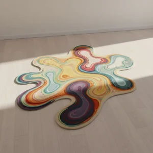 Custom Designer Modern Solid Color Wool Rug Non Slip High Pile Hand Tufted Thick Oval Shape Outdoor Bedroom Home Decor