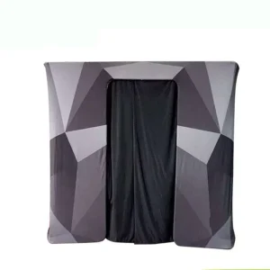 Custom Designs Aluminum Tension Fabric Portable Backdrop Tradeshow Exhibition 360 Photo Booth Enclosure Arch Stand Shelf