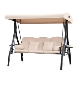 Custom Detachable Alloy Steel 3 Seat Patio Swing Chair Convertible Outdoor Porch Swing Hammock Bed with Cushion Pillows