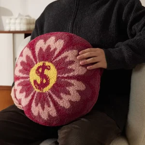 Custom Diameter 40cm Round Shape Polyester Fiber Floral Design Soft Breathable Sofa Decorative Car Seat Throw Pillow