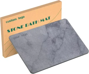 Custom Diatomite Stone Bath Mat Non-Slip Super Absorbent Quick Dry Shower Floor Mat With Plant Pattern for Bathroom Tub Kitchen