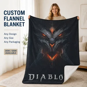 Custom Digital Cartoon Decorative Flannel Throw Blanket Personalized Size Bed Cover OEM Service Home Sofa Hobby Gift
