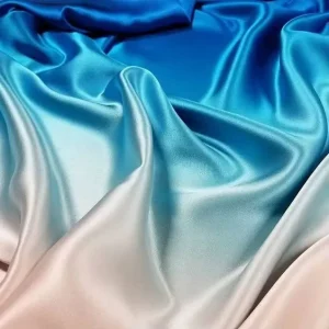 Custom Digital Printed Low MOQ Gradient Ombre Polyester Spandex Satin Fabric Sleepwear Girls