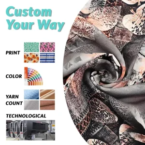 Custom Digital Printed Woven 100% Rayon Fabric 110 GSM 57 58″ Width Stain Resistant Soft Lining for Dresses & Shirts