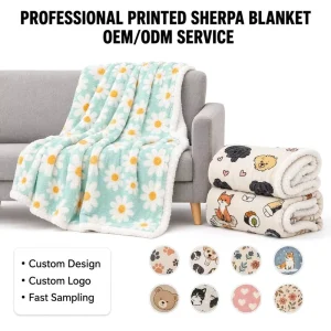Custom Digital Printing Flannel Double layer Sherpa Winter Warm Fleece Blanket