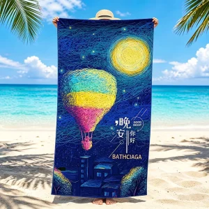 Custom Digital Reactive Printed 100% Cotton Beach Towel 400gsm Personalized Luxury Bath Towels