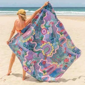 Custom Digital Two side Print Logo Square Microfiber Yoga Mat Beach Towels Blank Polyester Soft Quick Dry Reversible