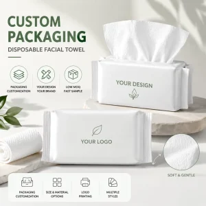 Custom Disposable Face Wipes Cotton Custom Logo Packaging Disposable Facial Towel Dry Wet Dual Use Skincare Tissue