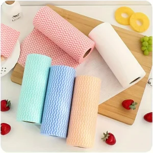 Custom Disposable Non Woven Fabric Cleaning Towel Wipes Eco Friendly Wave Pattern Dish Cloth Kitchen Free Sample Available