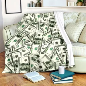 Custom Dollar Printing Blanket Thick Flannel Fleece Soft Blanket As Gift Custom Design Print Throw Blanket