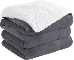Custom Double Layer Winter Super Thick Soft Warm Polyester Plush Sherpa Flannel Throw Blankets
