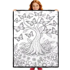 Custom Double Sided Flannel Fleece Washable Color Your Own Throw Doodle Art DIY Coloring Blanket for Everyday Use and Home Decor