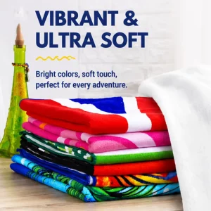 Custom Double Sided Microfiber Suede Beach Towels Sand Free Eco Friendly Soft Quick Dry with Storage Bag