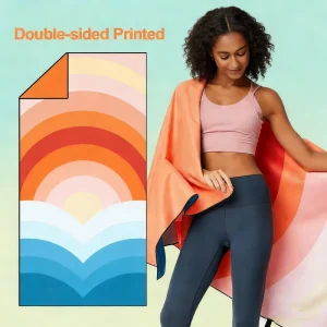 Custom Double Sided Suede Beach Towel Sand Free Quick Dry Lightweight Ultra Thin Travel Towel with High Definition Print