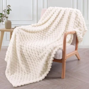 Custom Double Thick Winter Reversible Plush Fleece Blanket Super Soft Jacquard Knitting Modern Style Solid Warm Bed Throw