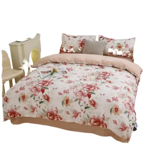 Custom Duvet Cover Set 100% Cotton Simple Plant Woven Printed 200TC All Season