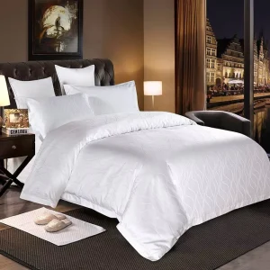 Custom Duvet Cover Sets Embroidery Logo White Bed Sheet 5 Star Hotel Bed Linen