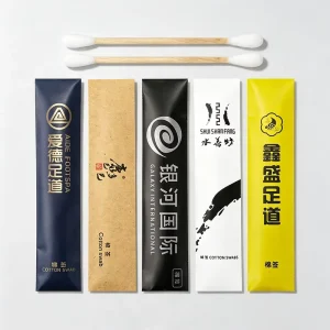 Custom Ear Cleaning Cotton Swab Hotel Wooden Cotton Buds Swab Stick Individually Wrapped Bamboo Stick Cotton Swab Pick