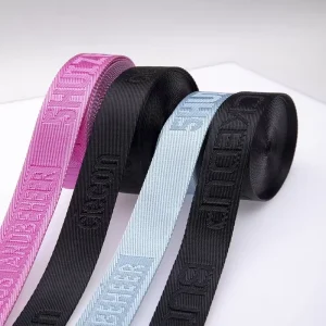 Custom Eco Friendly 1.5″ 38mm Polyester Jacquard Webbing Straps 50mm Width Roll for Bags Shoes & Home Textiles with Custom Logo