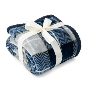 Custom Eco Friendly 100% Polyester Sherpa Fleece Throw Thick Full Size Knitted Blanket for Sofa Couch Bed Home Decoration