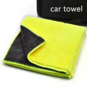 Custom Eco Friendly Antimicrobial Quick Dry Square Double Sided Microfiber Towel with Logo Premium Car Detailing 500gsm 70/30