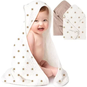 Custom Eco Friendly Woven Ultra Soft Breathable Absorbent Cotton Hooded Newborn Baby Bath Towel for Home Bathroom Use