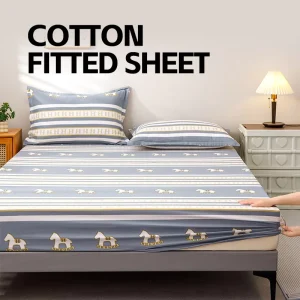 Custom Elastic Soft Fitted Flat Sheets for Beds 100% Cotton Fitted Bed Sheet Set Queen Bed Double Kids Fitted Sheet