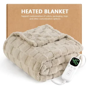 Custom Electric Heated Blanket Flannel Fleece Heated Throw Blanket Machine Washable Soft Warm Winter Blanket OEM ODM