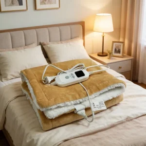 Custom Electric Heated Sherpa Quilted Thermal Blanket 180x130cm Overheating Protection Winter Office & Home Use Heated Throw