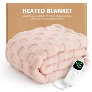 Custom Electric Heated Throw Blanket Soft Flannel Fleece Blanket with Temperature Control Machine Washable Winter Home Use