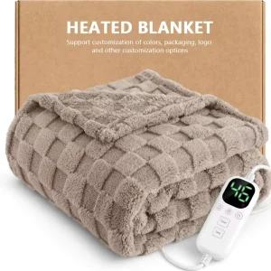 Custom Electric Heated Throw Blanket Soft Flannel Fleece Machine Washable Warm Blanket OEM ODM Manufacturer Supply
