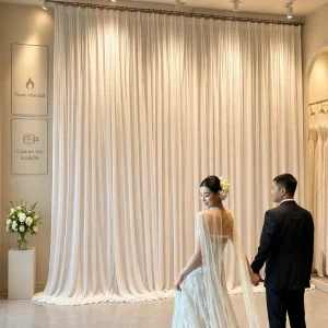 Custom Elegant Modern Simple White Milk Velvet Backdrop Curtain Fabric for Wedding Background Decoration