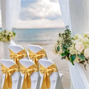 Custom Elegant Premium Quality Satin Chair Sashes Slipcovers for Wedding Banquet Tie Back Ribbons for Chairs