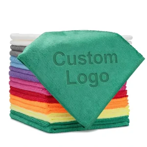 Custom Embossed Microfiber Towel Kitchen Towels Super Soft Warp Knitted Car Wash Cloth Rag Microfiber Cleaning Cloth