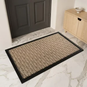 Custom Embossed Water Absorbent Polyester Polypropylene Doormat Mud Removal Front Floor Mat for Office Outdoor Entryway