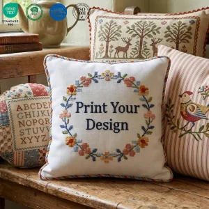Custom Embroidered Cushion Cover Washable & Removable Cotton Pillowcase OEM ODM Throw Pillowcase with Embroidered Pattern
