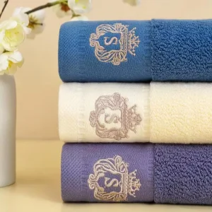 Custom Embroidery Logo Ultra Soft Quick Dry High Absorbent Solid Color Perfect for Hotel Luxury 100% Cotton Bath Towel Set