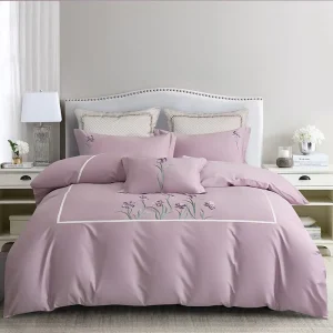 Custom Embroidery Premium Quality High Thread Count Embroiled 3 Piece High Grade Soft Bedding Set for Spa Wellness Center