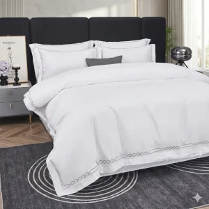 Custom Embroidery Washable Cotton 200TC All Season Modern Hotel Home Bedding 3 Piece Duvet Cover Set