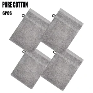 Custom European Style Multi Colors 100% Cotton Bath Mitts Shower Glove Exfoliating Washcloths with Loop