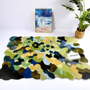 Custom Fabricated Polyester Washable Anti slip Wall mounted Carpet Green Rug for Your Home Office Retail Hospitality